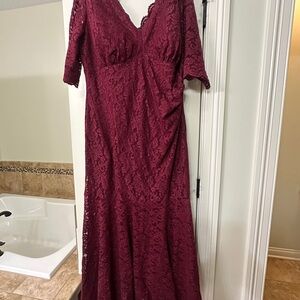 Night Way Collections Burgundy Long Sleeve Dress
